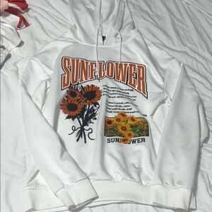 White Sunflower Graphic Hoodie